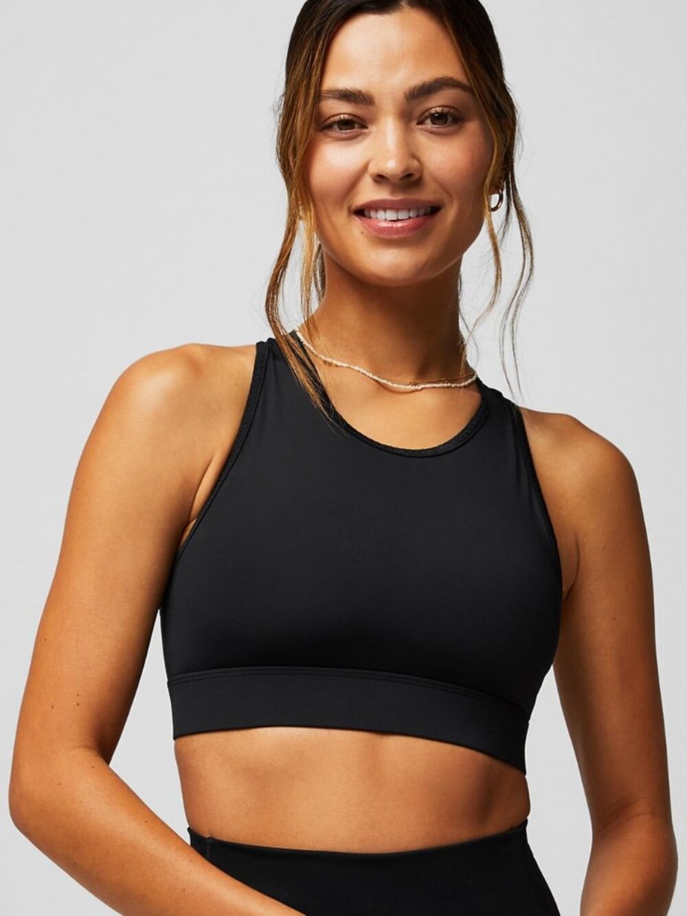Fabletics Trinity Black Sports Bra High Neck Racerback Yoga Workout Large